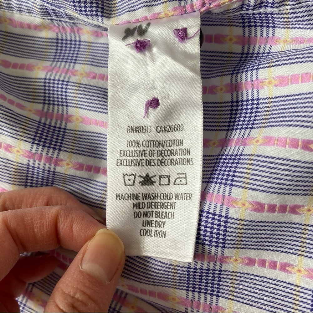 Robert Graham Classic Fit Button Up Shirt Flip Cuffs Mens XL Plaid - Picture 10 of 15